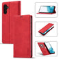 Pour Samsung Galaxy A15 5G / 15 4G LC.IMEEKE Étui de téléphone en cuir microfibre à fort magnétisme (rouge)