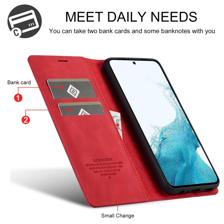 Pour Samsung Galaxy A15 5G / 15 4G LC.IMEEKE Étui de téléphone en cuir microfibre à fort magnétisme (rouge)