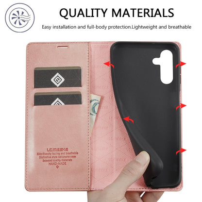 For Samsung Galaxy A15 5G / 15 4G LC.IMEEKE Strong Magnetism Microfiber Leather Phone Case(Rose Gold)