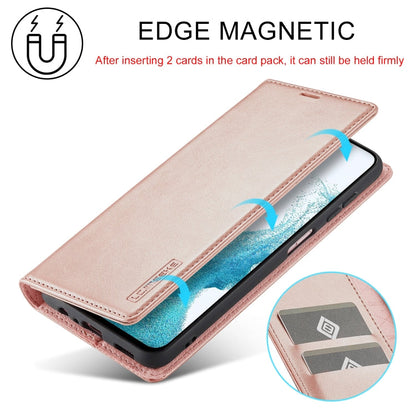 For Samsung Galaxy A15 5G / 15 4G LC.IMEEKE Strong Magnetism Microfiber Leather Phone Case(Rose Gold)