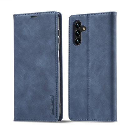 For Samsung Galaxy A55 5G LC.IMEEKE Strong Magnetism Microfiber Leather Phone Case(Blue)