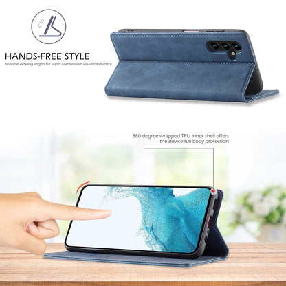 For Samsung Galaxy A55 5G LC.IMEEKE Strong Magnetism Microfiber Leather Phone Case(Blue)