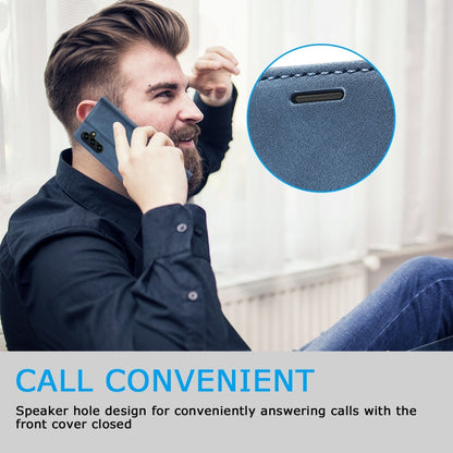 For Samsung Galaxy A55 5G LC.IMEEKE Strong Magnetism Microfiber Leather Phone Case(Blue)