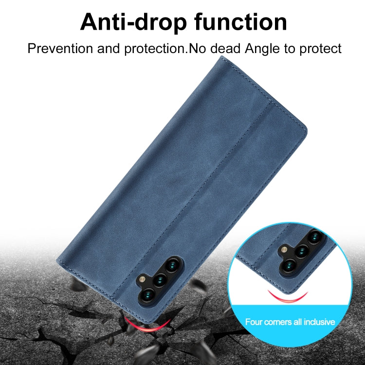 For Samsung Galaxy A55 5G LC.IMEEKE Strong Magnetism Microfiber Leather Phone Case(Blue)