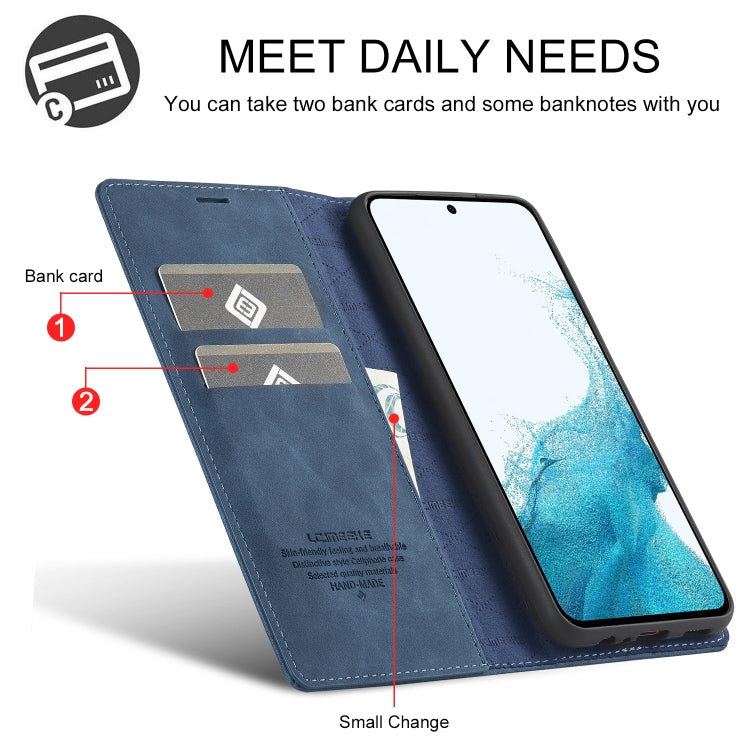 For Samsung Galaxy A55 5G LC.IMEEKE Strong Magnetism Microfiber Leather Phone Case(Blue)