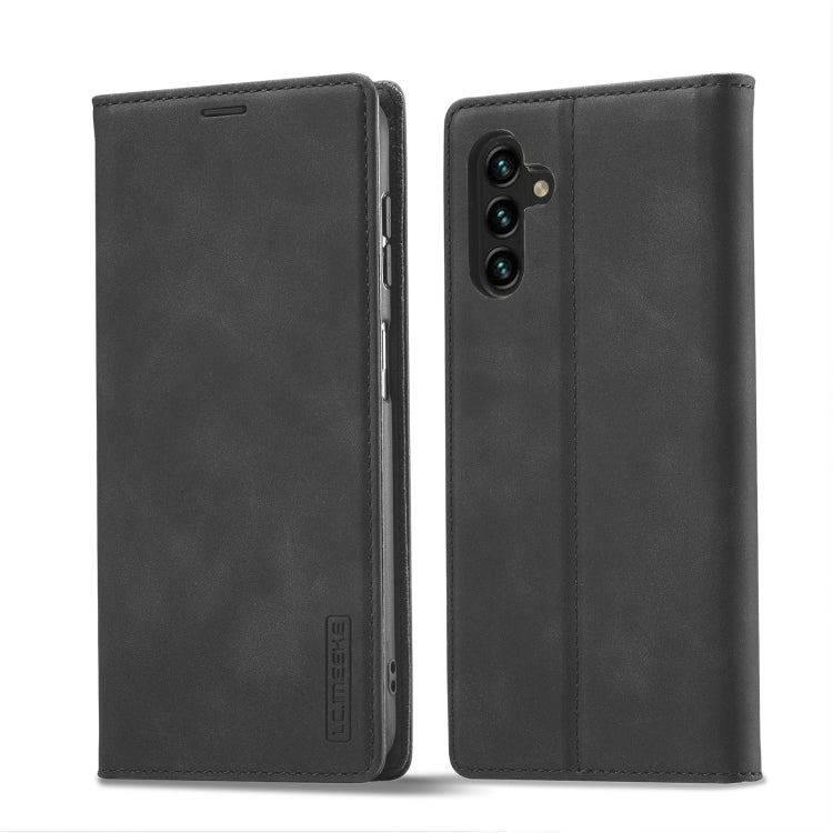 For Samsung Galaxy A35 5G LC.IMEEKE Strong Magnetism Microfiber Leather Phone Case(Black)