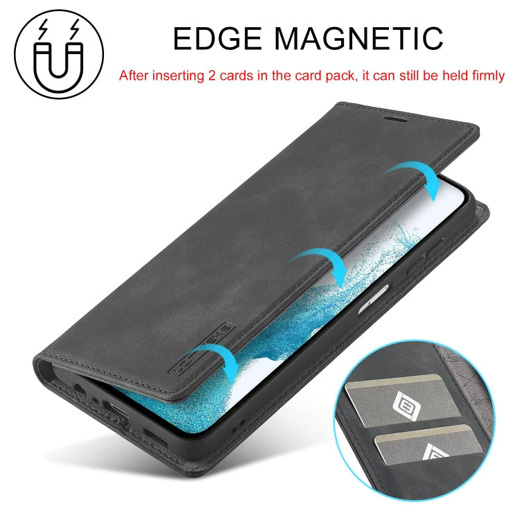 For Samsung Galaxy A35 5G LC.IMEEKE Strong Magnetism Microfiber Leather Phone Case(Black)