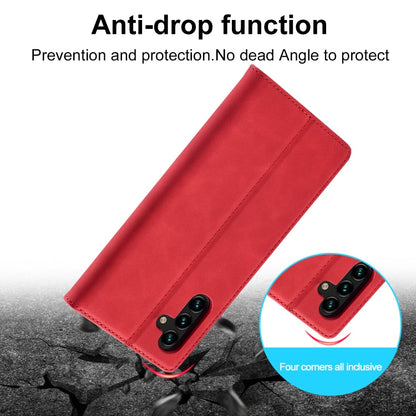 Pour la coque de téléphone Samsung Galaxy A35 5G LC.IMEEKE en cuir microfibre à fort magnétisme (rouge)