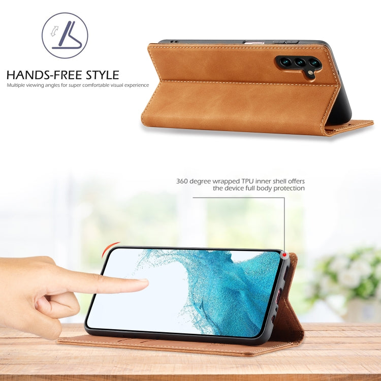 For Samsung Galaxy A35 5G LC.IMEEKE Strong Magnetism Microfiber Leather Phone Case(Brown)