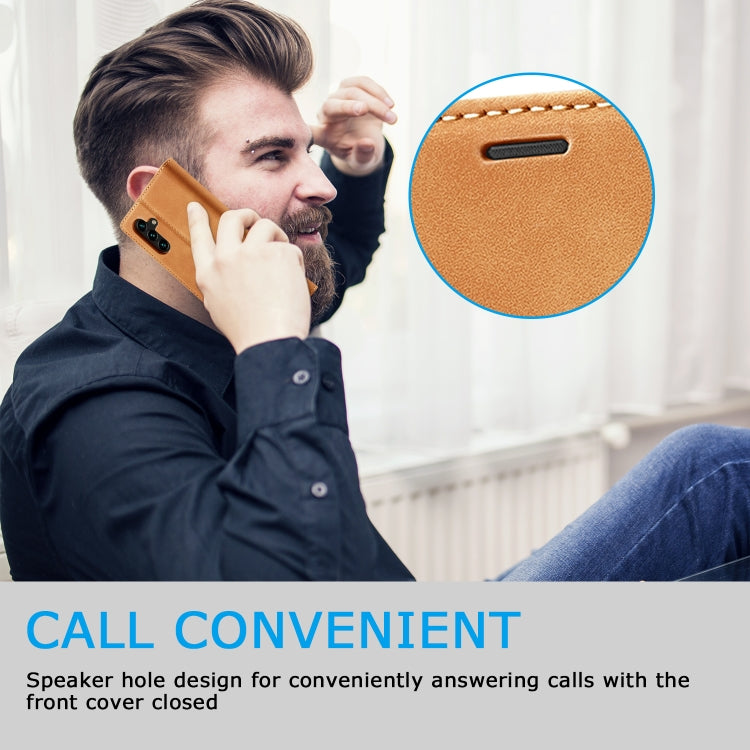 For Samsung Galaxy A35 5G LC.IMEEKE Strong Magnetism Microfiber Leather Phone Case(Brown)