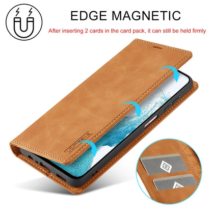 For Samsung Galaxy A35 5G LC.IMEEKE Strong Magnetism Microfiber Leather Phone Case(Brown)