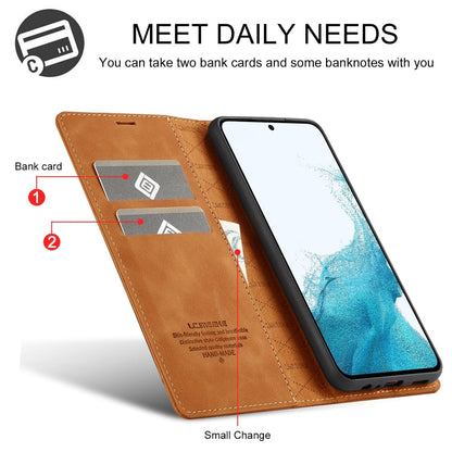 For Samsung Galaxy A35 5G LC.IMEEKE Strong Magnetism Microfiber Leather Phone Case(Brown)