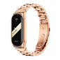 For Xiaomi Mi Band 8 / 9 Mijobs CS Case Three Bead Metal Stainless Steel Watch Band(Rose Gold)