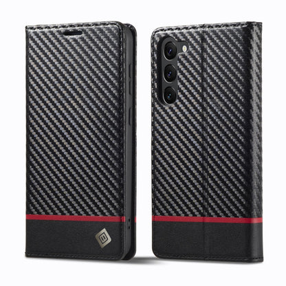 Pour Samsung Galaxy S24 5G LC.IMEEKE Étui de téléphone en cuir fibre de carbone (noir horizontal)