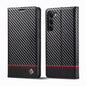 Pour Samsung Galaxy S24 5G LC.IMEEKE Étui de téléphone en cuir fibre de carbone (noir horizontal)