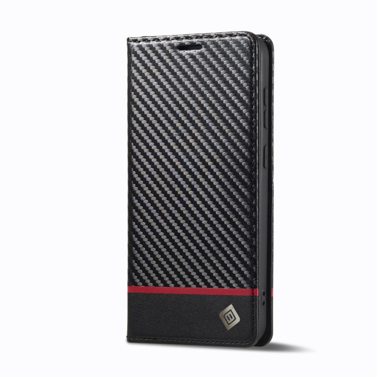 Pour Samsung Galaxy S24 5G LC.IMEEKE Étui de téléphone en cuir fibre de carbone (noir horizontal)