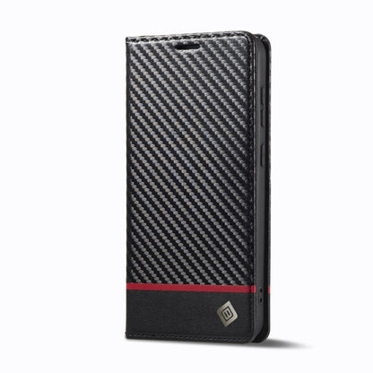 Pour Samsung Galaxy S24 5G LC.IMEEKE Étui de téléphone en cuir fibre de carbone (noir horizontal)