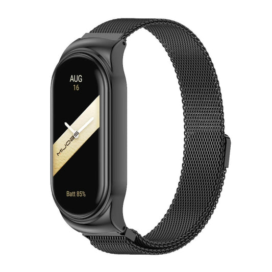 For Xiaomi Mi Band 8 / 9  Mijobs CS Case Milan Magnetic Stainless Steel Watch Band(Black)