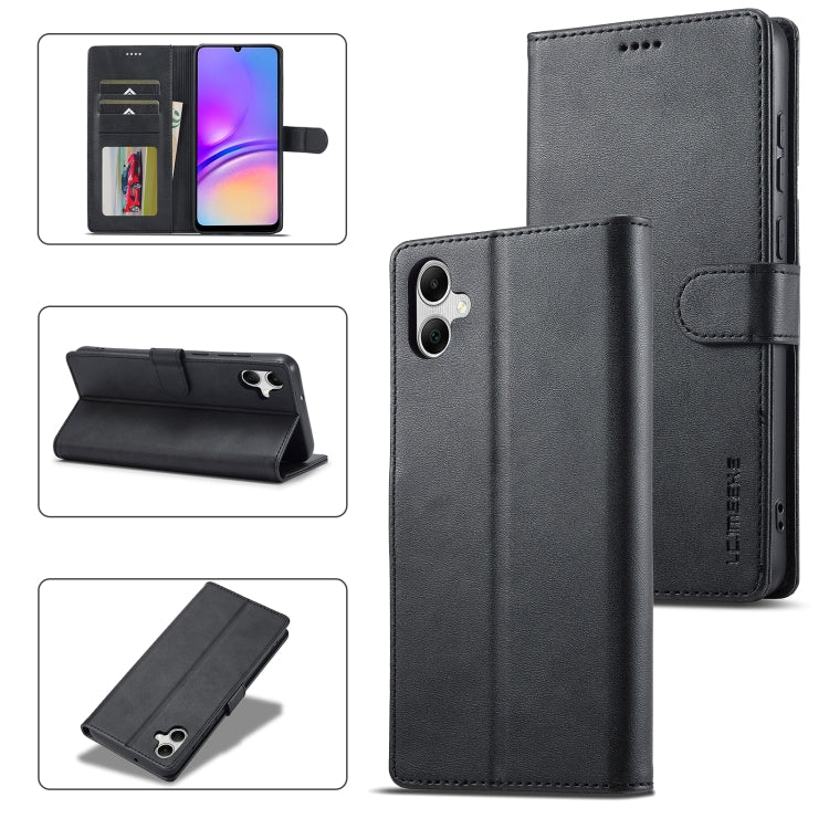 For Samsung Galaxy A05 LC.IMEEKE Calf Texture Leather Phone Case(Black)