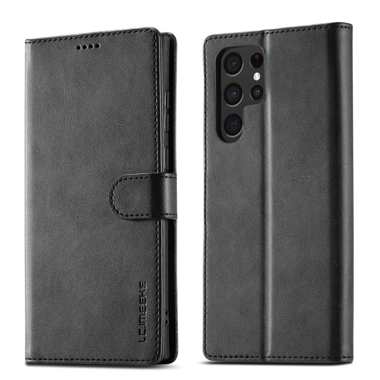 Pour Samsung Galaxy S24 Ultra 5G LC.IMEEKE Étui de téléphone en cuir texturé veau (noir)