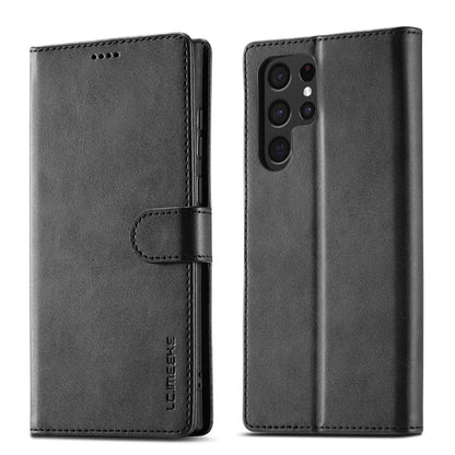 Pour Samsung Galaxy S24 Ultra 5G LC.IMEEKE Étui de téléphone en cuir texturé veau (noir)