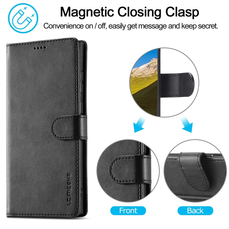 Pour Samsung Galaxy S24 Ultra 5G LC.IMEEKE Étui de téléphone en cuir texturé veau (noir)