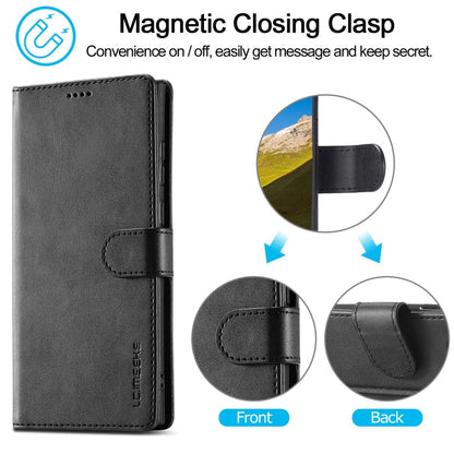 Pour Samsung Galaxy S24 Ultra 5G LC.IMEEKE Étui de téléphone en cuir texturé veau (noir)