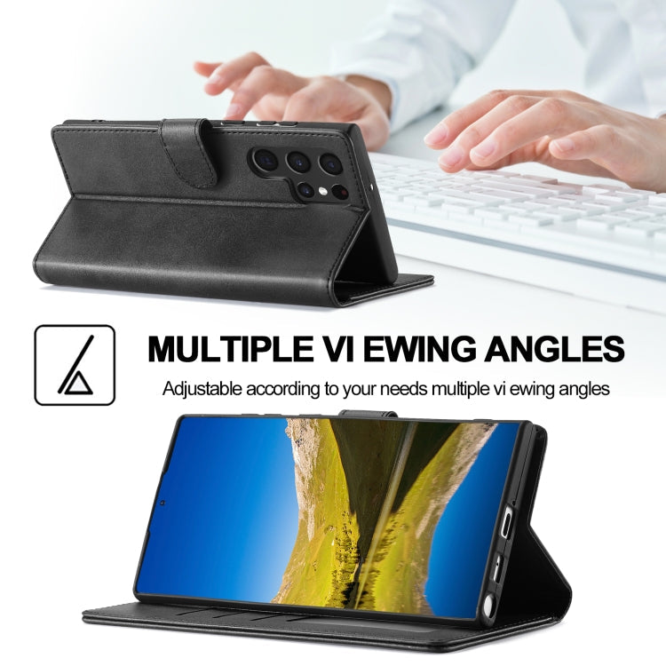 Pour Samsung Galaxy S24 Ultra 5G LC.IMEEKE Étui de téléphone en cuir texturé veau (noir)