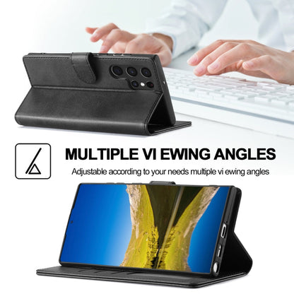 Pour Samsung Galaxy S24 Ultra 5G LC.IMEEKE Étui de téléphone en cuir texturé veau (noir)