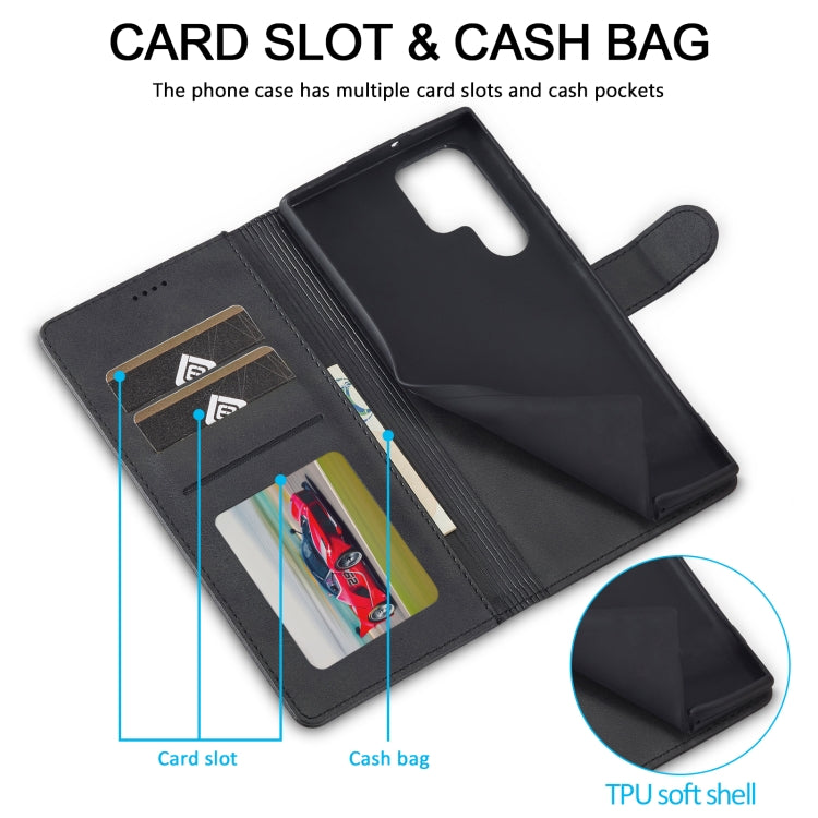 Pour Samsung Galaxy S24 Ultra 5G LC.IMEEKE Étui de téléphone en cuir texturé veau (noir)