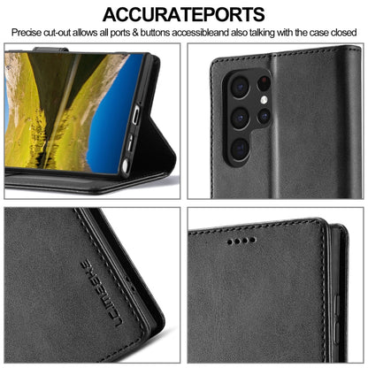 Pour Samsung Galaxy S24 Ultra 5G LC.IMEEKE Étui de téléphone en cuir texturé veau (noir)
