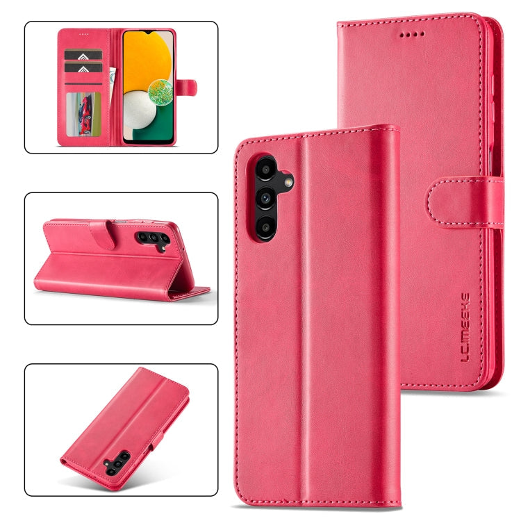 Pour Samsung Galaxy A15 5G LC.IMEEKE Étui de téléphone en cuir texturé veau (Rouge)