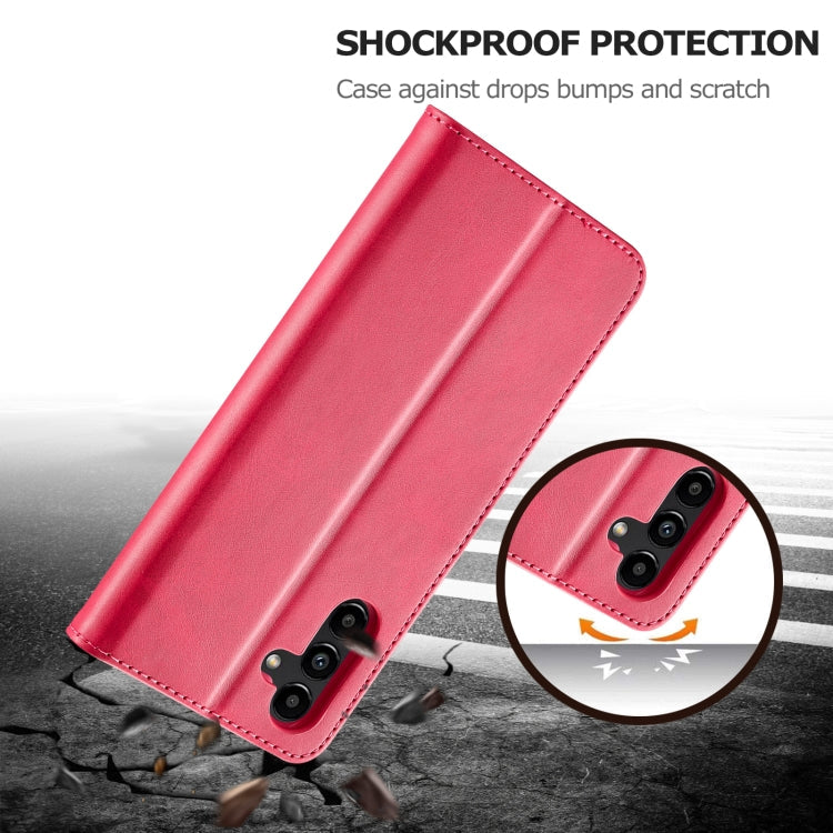 Pour Samsung Galaxy A15 5G LC.IMEEKE Étui de téléphone en cuir texturé veau (Rouge)