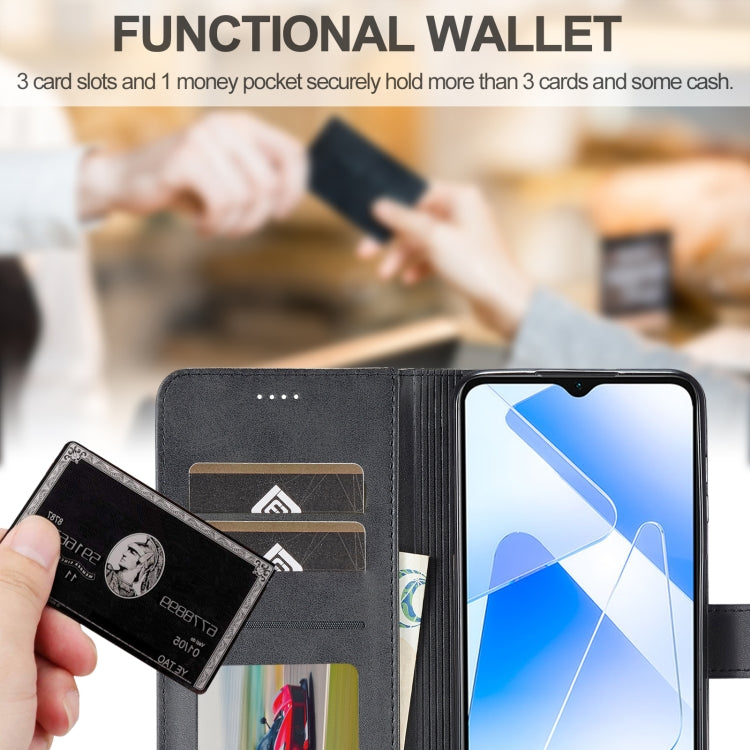 For Samsung Galaxy A55 5G LC.IMEEKE Calf Texture Leather Phone Case(Black)