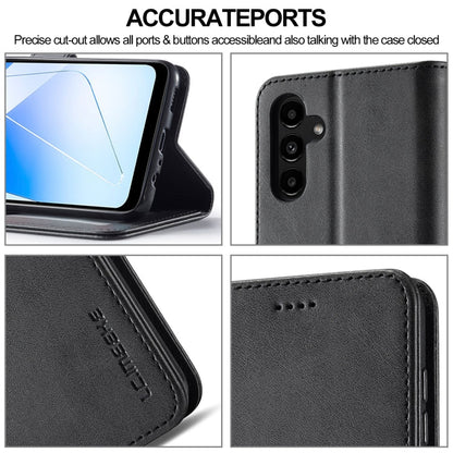 For Samsung Galaxy A55 5G LC.IMEEKE Calf Texture Leather Phone Case(Black)