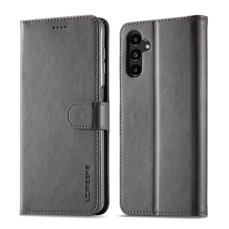 For Samsung Galaxy A55 5G LC.IMEEKE Calf Texture Leather Phone Case(Grey)