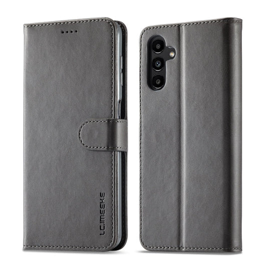 For Samsung Galaxy A55 5G LC.IMEEKE Calf Texture Leather Phone Case(Grey)