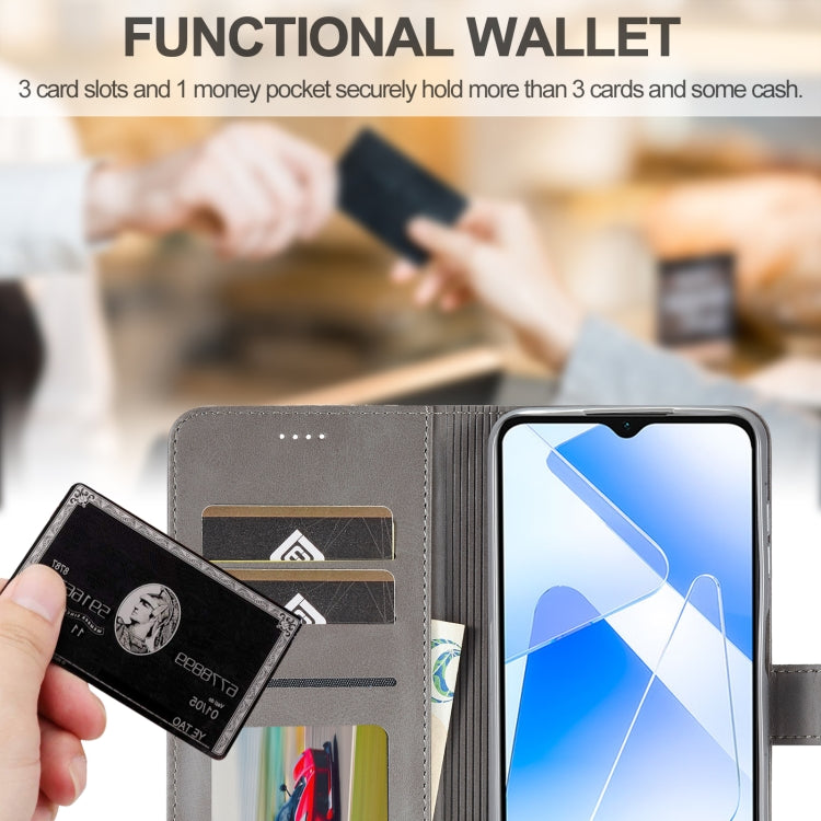 For Samsung Galaxy A55 5G LC.IMEEKE Calf Texture Leather Phone Case(Grey)