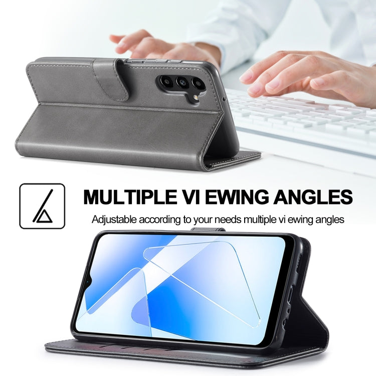 For Samsung Galaxy A55 5G LC.IMEEKE Calf Texture Leather Phone Case(Grey)