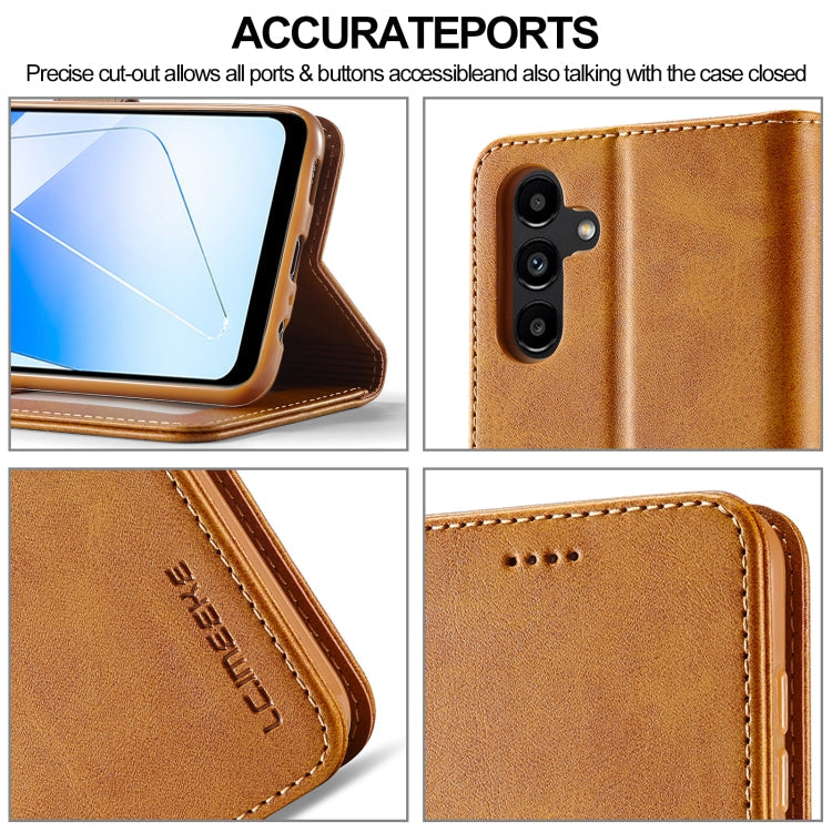 For Samsung Galaxy A55 5G LC.IMEEKE Calf Texture Leather Phone Case(Brown)