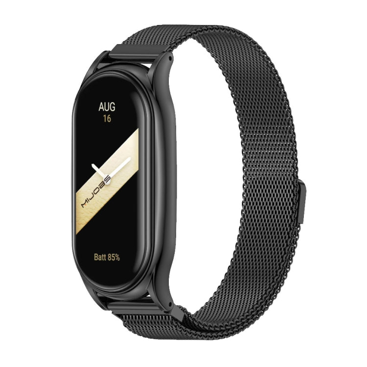 For Xiaomi Mi Band 8 / 9  Mijobs Plus Case Milan Magnetic Stainless Steel Watch Band(Black)