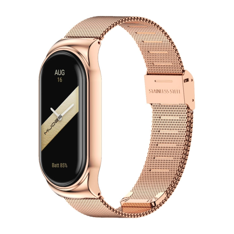 For Xiaomi Mi Band 8 / 9 Mijobs CS Case Milan Buckle Metal Watch Band(Rose Gold)