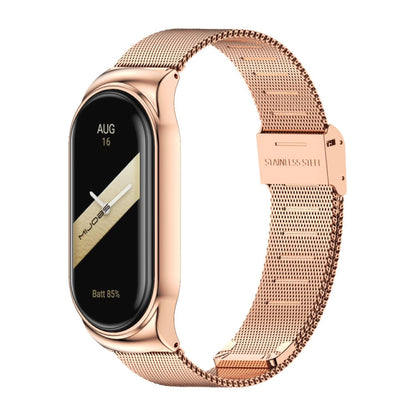 For Xiaomi Mi Band 8 / 9 Mijobs CS Case Milan Buckle Metal Watch Band(Rose Gold)