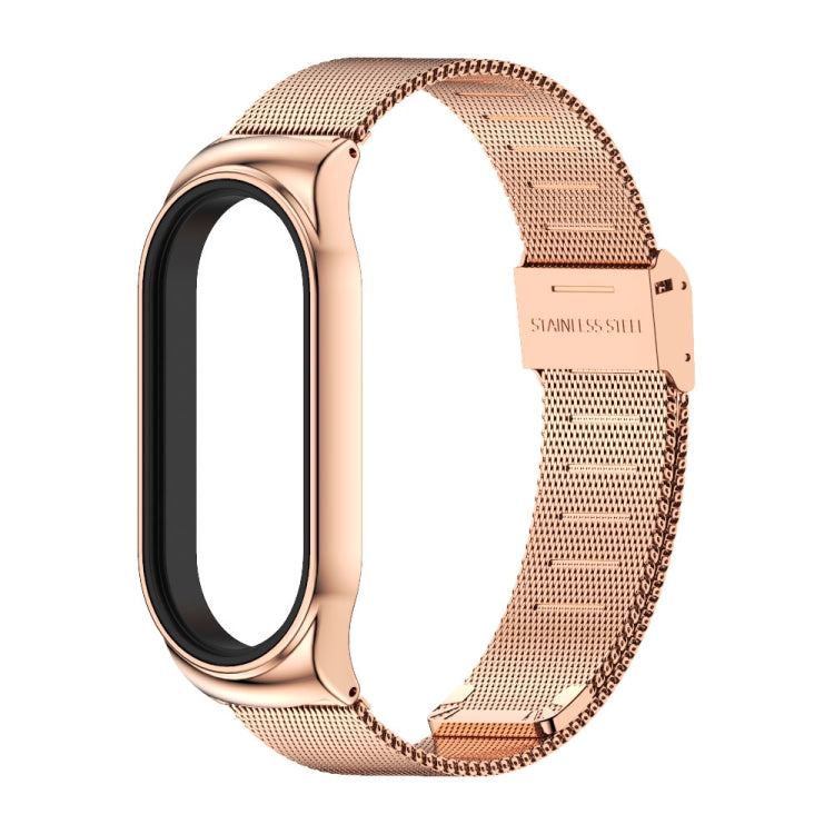 For Xiaomi Mi Band 8 / 9 Mijobs CS Case Milan Buckle Metal Watch Band(Rose Gold)