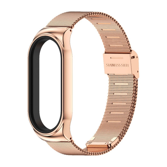 For Xiaomi Mi Band 8 / 9 Mijobs CS Case Milan Buckle Metal Watch Band(Rose Gold)