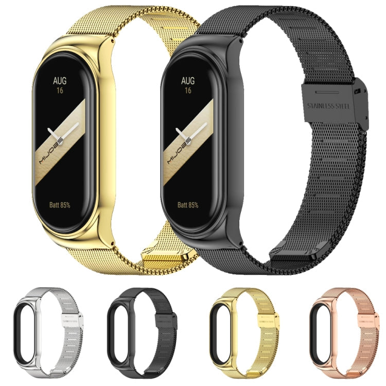 For Xiaomi Mi Band 8 / 9 Mijobs CS Case Milan Buckle Metal Watch Band(Rose Gold)