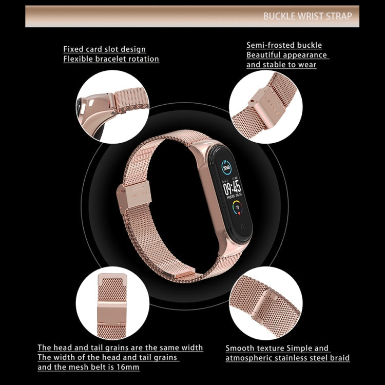 For Xiaomi Mi Band 8 / 9 Mijobs CS Case Milan Buckle Metal Watch Band(Rose Gold)