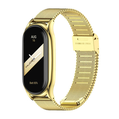 For Xiaomi Mi Band 8 / 9 Mijobs Plus Case Milan Buckle Metal Watch Band(Gold)