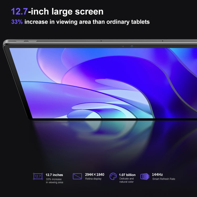 Tablette WiFi Lenovo Pad Pro 12,7 pouces, 8 Go+256 Go, Android 13, Qualcomm Snapdragon 870 Octa Core, prise en charge de l'identification faciale (Gris Foncé)