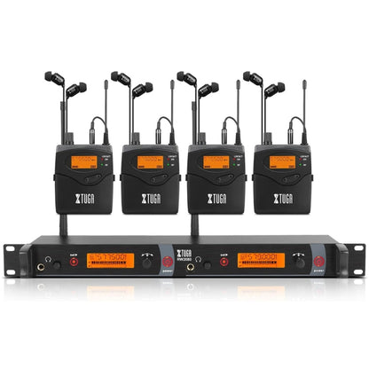 XTUGA RW2080 UHF Wireless Stage Singer In-Ear Monitor System 4 BodyPacks(AU Plug)